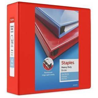 Staples Heavy-Duty 4-tommer D 3-Ring View Binder Red (24698-US)