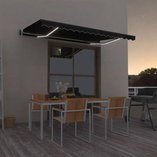 markise m. LED + vindsensor 450x350 cm automatisk antracitgrå
