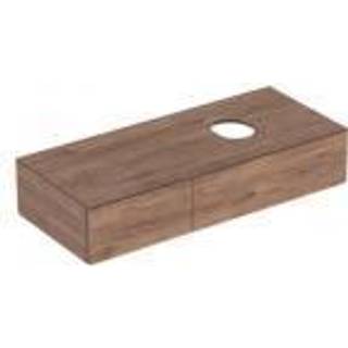 Geberit VariForm underskab til håndvask til borplademontering, med to skuffer fralægningsplads og vandlås: B=120cm, H=23.5cm, T=51cm, Nøddetræ hickory / melamin træstruktur, Nøddetræ hickory / melamin træstruktur