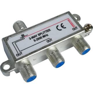 Deltaco 3-vejs splitter F-stik DC pass ➞ På lager - klar til levering og afhentning