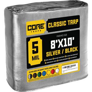 CORE TARPS KLASSIK 5 MIL TARP DÆKNING Vandtæt UV -resistent rip og tåre bevis Poly Tarpaulin med forstærkede kanter til tagcamping Patio Pool Cov