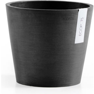 Ecopots Amsterdam Modern Round Recycled Plastic Planter Flower Pot m/Water Reservoir Dark Gray 8 """"