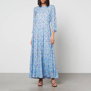 Rixo Kristen printed tiered maxi dress - blue - L