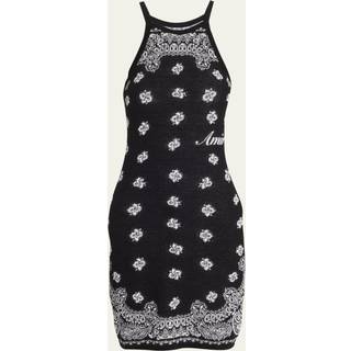 Amiri Bandana-printed halterneck cotton minidress - black - XS