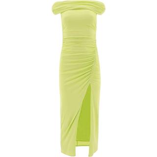 Self-Portrait Off-the-shoulder ruched midi dress - green - XXXS