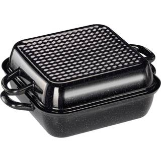Riess Classic Bratformen Bratpfanne 26 x 26 cm mit Deckel - Emaille - Schwarz