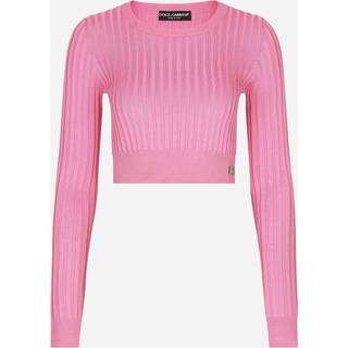 Dolce&Gabbana DG ribbed-knit silk cropped sweater - pink - M