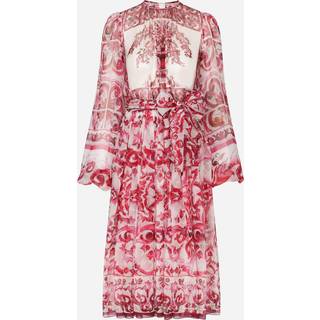 Dolce&Gabbana Majolica silk chiffon midi dress - pink - XXXS
