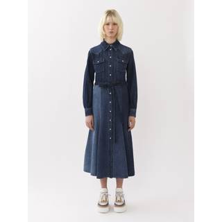 ChloÃ© Paneled denim midi dress - blue - XXS