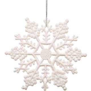 Vickerman 4 """" White Glitter Snowflake Ornament Set - Sparkly Shatterfabroof Snowflakes with Matching Glitter Accents og Nylon Hanging String (24