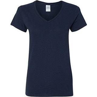 Gildan Heavy Cotton Womens V-Neck T-shirt-Navy M