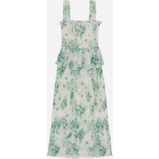 Ganni Floral pleated georgette midi dress - green - XL
