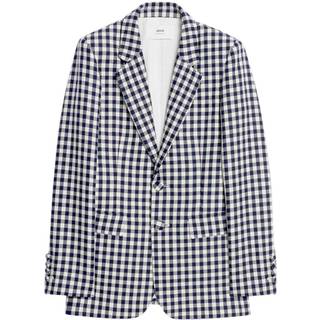 Ami Paris Checked wool and cotton blazer - blue - XXS