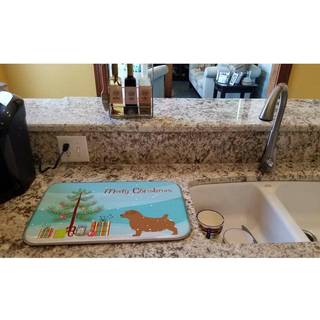 """" Caroline's Treasures Norfolk Terrier Merry Christmas Tree Dish Drying Mat 14 """" """" X 21 """" """" """"