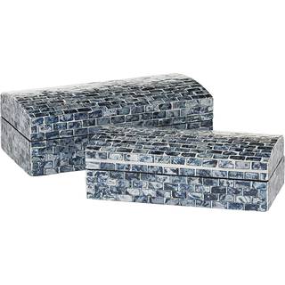 Deco 79 Wood Handgjorda dekorativa lådor Dekorativa minnessaklådor med gångjärnslockuppsättning med 2 förvaringslådor 11 """" 10 """" W Blue