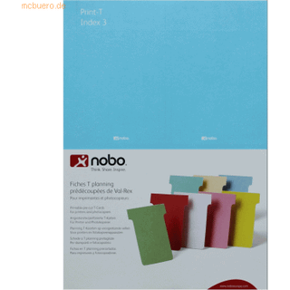 Printbare T-kort størrelse 3, Blå, Nobo 2403006, 20ark