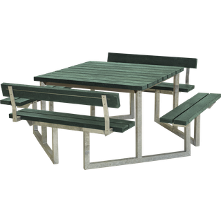 PLUS Twist bord/bænkesæt med 2 ryglæn, ReTex, grøn, 204 cm