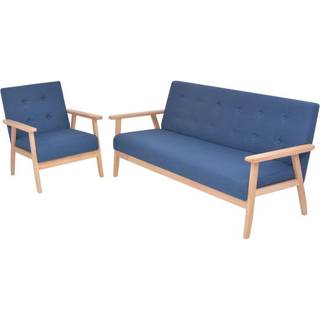 sofasæt i 2 dele stof blå