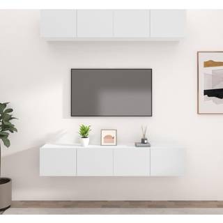 tv-skabe 4 stk. 80x30x30 cm konstrueret træ hvid