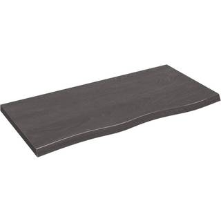 væghylde 100x50x(2-4) cm behandlet massivt egetræ mørkebrun