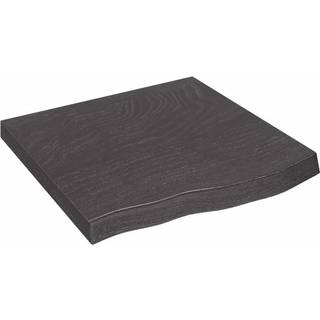 væghylde 60x60x(2-6) cm behandlet massivt egetræ mørkebrun