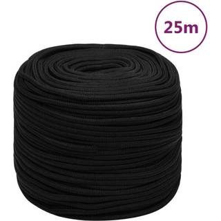 arbejdsreb 6 mm 25 m polyester sort