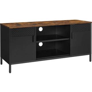 Songmics TV Stand, TV -kabinet, tv -bord med 3 justerbare hylder, rustik brun og sort