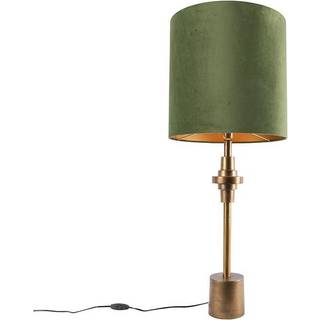Bordlampe bronze fløjlsskærm grøn 40 cm - Diverso