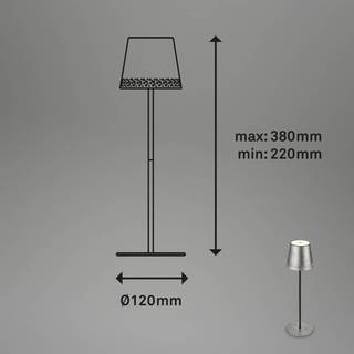 Kiki LED-bordlampe, antik sølv, IP44, 3.000K