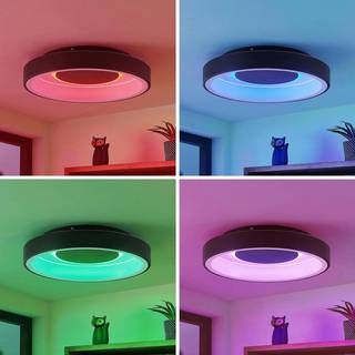 Lindby Izan LED-loftlampe, RBGW, sort