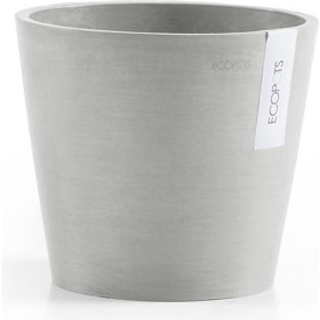Ecopots Amsterdam Modern Round Recycled Plastic Planter Flower Pot m/Water Reservoir White Grey 8 """"