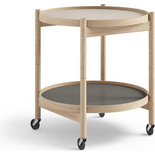 Brdr. Krüger Bølling Tray Table model 50 rullebord stone, ubehandlet understel i eg