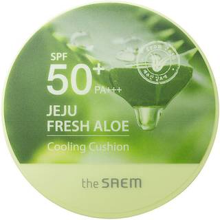 The Saem Jeju Fresh Aloe Cooling Cushion Langtidsholdbar foundation pude SPF 50+ har en beroligende virkning Skygge Natural Beige 12 g - 12 g