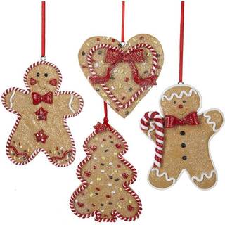Kurt Adler D1194 3.4 """" Gingerbread Men/Tree/Heart - 4 Assortered Set