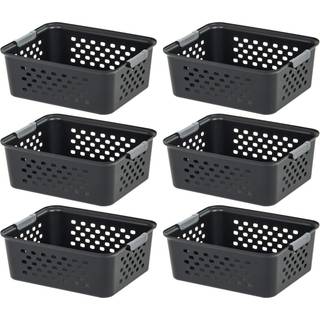 Iris USA USA plastopbevaringskurv 6-pakke medium hylde kurv arrang?r til pantries k?kkener skabe sovev?relser sort