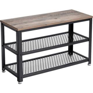 Vasagle skobænk, skostativ med 2 hylder, 73 x 30 x 45 cm, Greige og sort