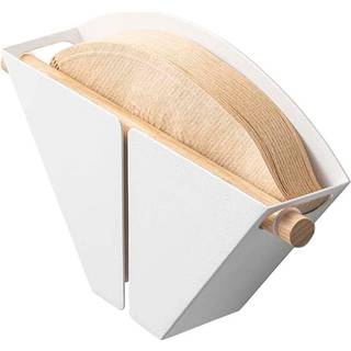 Yamazaki Home Magnetic Coffee Filter Case - Kitche Storage Organizer Holder Rustfrit stål Container Dispenser Steel Wood 4 Coffee Filters Magnet