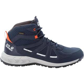 Jack Wolfskin Men's Woodland 2 Texapore Mid Dark Blue / Red, 44.5