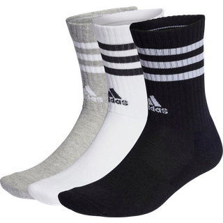 3-Stripes Cushioned tennissokker, 3 par - Medium Grey Heather / White / Black / White - 43-45