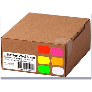 Prisetiketter permanent 26x16mm flere farver 12rl