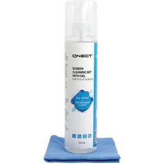 Qnect skærmrens - gel 250 ml med mikrofiberklud