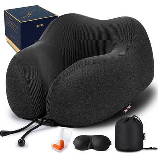 Mlvoc rejsepude 100% ren hukommelse skum hals pude behagelig og åndbar dækning maskine vaskbart fly rejsesæt med 3D konturerede øjenmasker ørepro