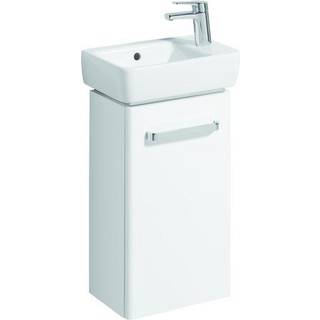 Geberit Renova Compact underskab til håndvask, med en låge, kompakt: B=34.8cm, H=60.4cm, T=25.2cm, Bredde håndvask=40cm, hvid / lakeret mat, hvid / lakeret højglans