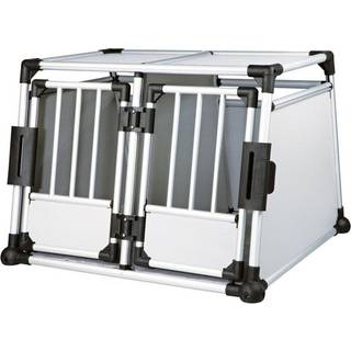 Trixie Double transport box aluminium M-L: 93 × 64 × 88 cm silver/light grey