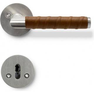 Beslag Design Kastrup 04 Dørhåndtag Rustfrit/ - Knopper og dørhåndtag Læder Brun - 890010-41