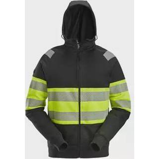 Snickers 2838 high-vis hættetrøje med lang lynlås, klasse1 sort/gul XL