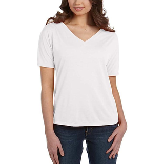 Kvinder Flowy Simple V -Neck T -Shirt (8815) -white -XL