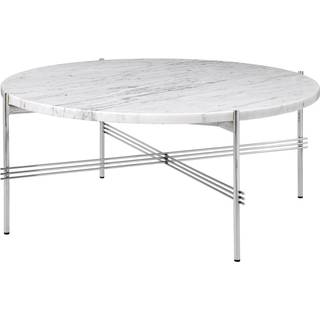 GUBI TS Sofabord Round Ø80 Poleret Stål/White Carrara Marmor