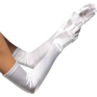 Leg Avenue Extra Long Satin Gloves 16B White