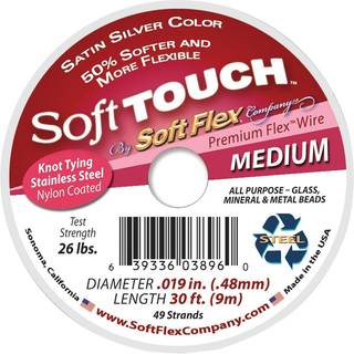 Soft Flex 49 Strand Stringing Wire - Fleksibel flettet - Medium 0,19 diameter - Smykker Making Bead Wire - Satin S?lv